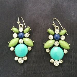 Earrings turquoise blue, green, rhinestone